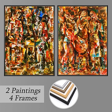 Modern Wall Art Set with Frame Options 3D model image 1 