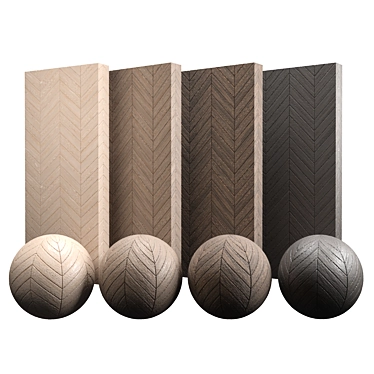 European Ash Chevron Wood Tile 3D model image 1 