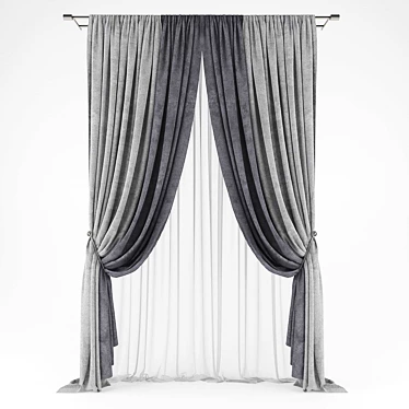 Premium Sheer Polyester Curtains 3D model image 1 