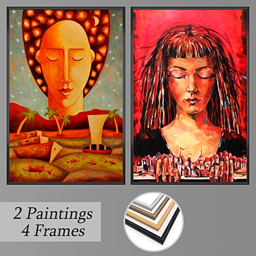 Diverse Wall Art Set with Multiple Frames 3D model image 1 