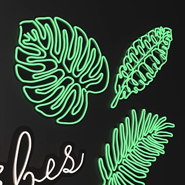 Tropical Monstera Vibes Neon Sign 3D model image 1 