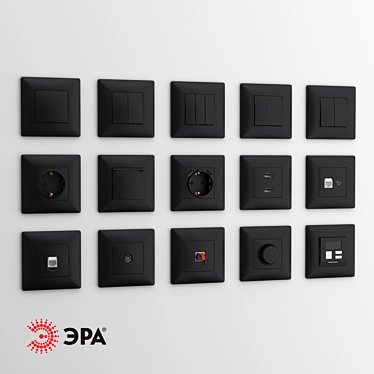 ERA Elegance Anthracite Sockets 3D model image 1 