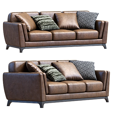 Sleek Volcanic Leather Sofa 3D model image 1 