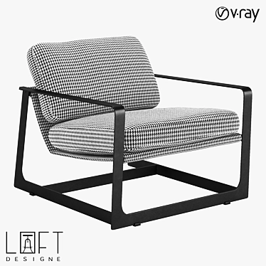 Elegant Metal & Fabric Armchair | LoftDesigne 3D model image 1 
