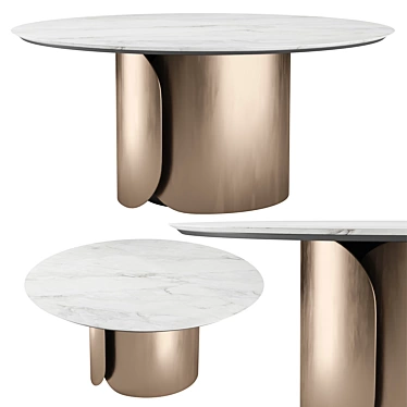 Olivya Stone Round Dining Table with Aural Design 3D model image 1 