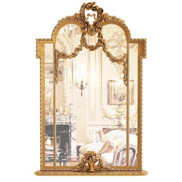 Antique Gold/Black Louis XVI Mirror 3D model image 1 