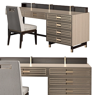 Elegant Edinburg Desk & Bahru Chair 3D model image 1 