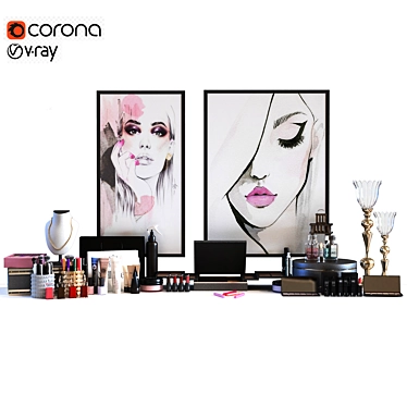 Glamour Beauty Cosmetics Set 3D model image 1 