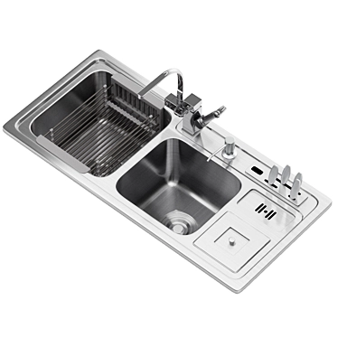 Dual Slot Kitchen Sink: Rigged and Render-Ready 3D model image 1 
