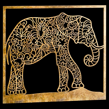 Elephant Panel: Handcrafted Art 3D model image 1 