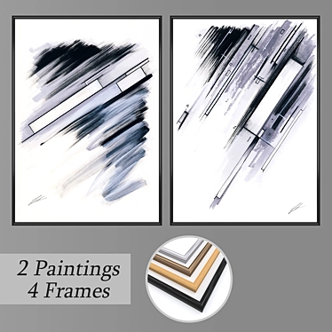 Modern Wall Art Set with Variety of Frames 3D model image 1 