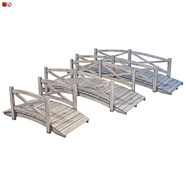 Wooden Garden Bridge Set 3D model image 1 