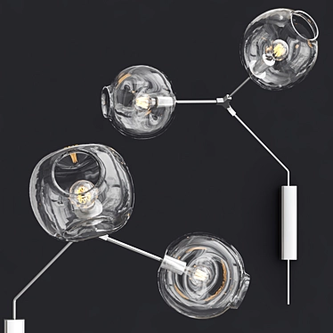Chrome Branching Bubble Wall Lamp 3D model image 1 