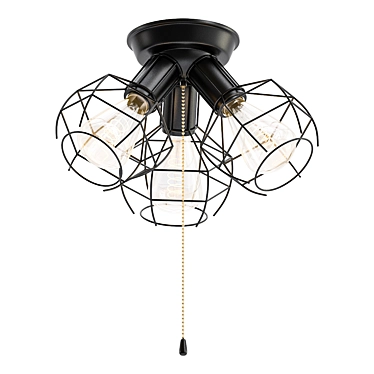 Industrial Wire Cage Flush Mount - 3 Lights 3D model image 1 