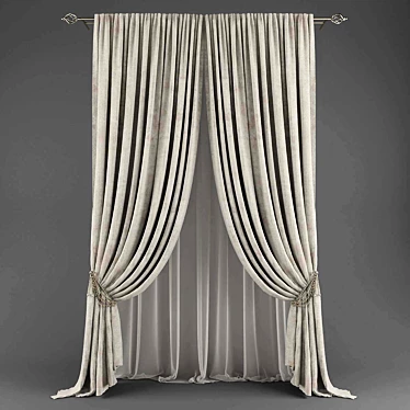 Modern Poly Blend Curtains 3D model image 1 