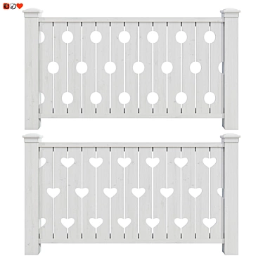 Elegant Terrace Railing Set 3D model image 1 