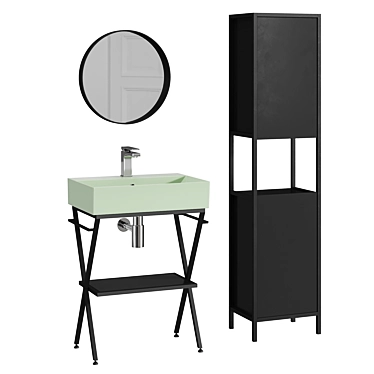 Stylish Ferro Collection: Bathroom Furniture Set 3D model image 1 