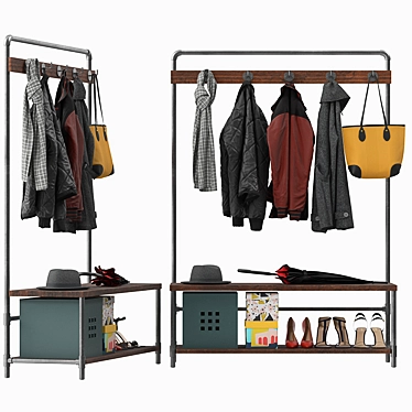 Industrial Pipeline Coat Rack 3D model image 1 
