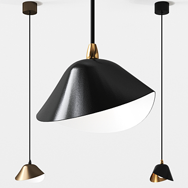 Serge Mouille Adjustable Pendant Lamp 3D model image 1 