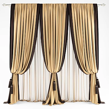 Polyester 217194 221641 Curtains 3D model image 1 