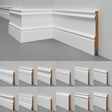 28-Piece MDF Skirting Board Collection 3D model image 1 