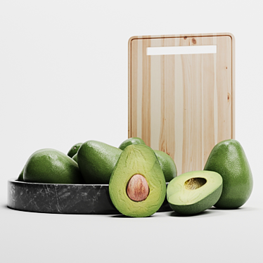 Versatile Avocado Set: 6 Varieties, Cutting Board & Plate 3D model image 1 