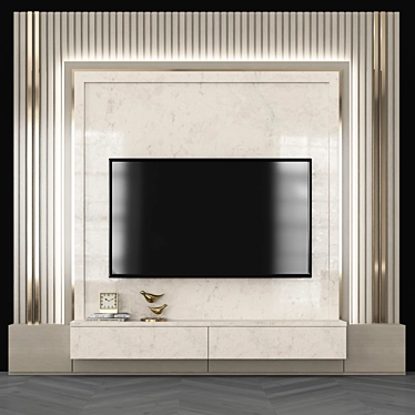 Modern TV Wall Unit Set - 65 inch TV 3D model image 1 