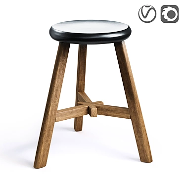 Elegant Elm Stool, Pogo 3D model image 1 