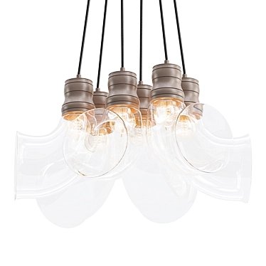 Sleek Glass Horn Pendant Light 3D model image 1 