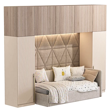 Stylish Upholstered Sofa Bed 3D model image 1 
