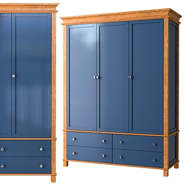 Jules Verne Classic Three-Door Wardrobe 3D model image 1 