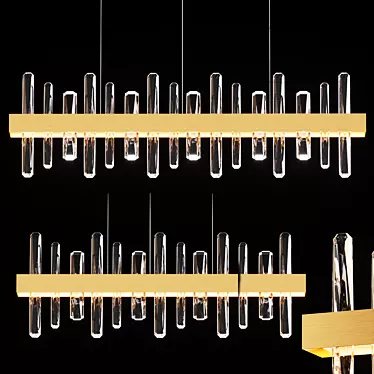 Elegant Crystal Chandelier: 100cm & 82cm Lengths 3D model image 1 