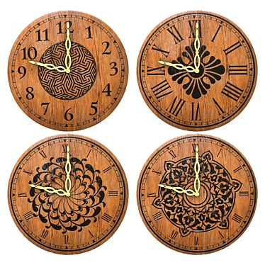 Elegant Wooden Clock Collection 3D model image 1 