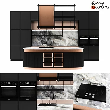 Modern Kitchen Design Set 3D model image 1 