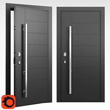 Aviation-grade Aluminum Doors: Domani Solid Collection 3D model image 1 