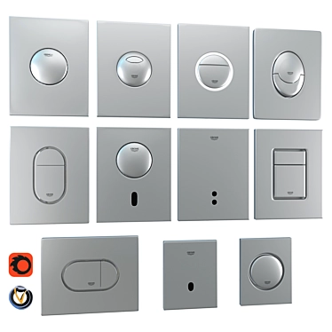 Sleek Grohe Flush Plates - Easy Installation 3D model image 1 