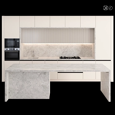 Modern Island Kitchen: Versatile & High-Quality 3D model image 1 