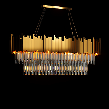 Elegant Gold Plated Crystal Chandelier 3D model image 1 