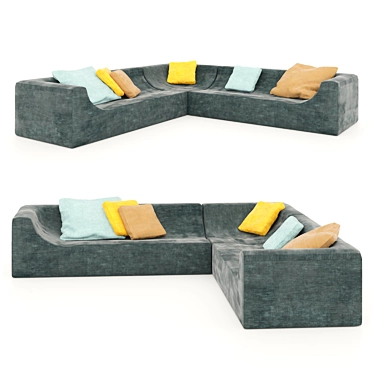 Low Poly Corner Sofa, Sectional 3D model image 1 