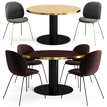 Stylish Gubi Beetle Dining Set 3D model image 1 