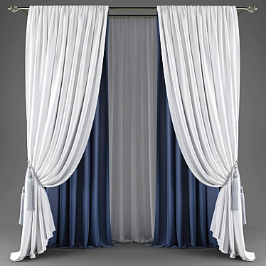 Polyester Blend Curtains 3D model image 1 