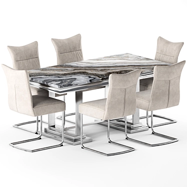 Sleek 10-Piece Modern Dining Set 3D model image 1 