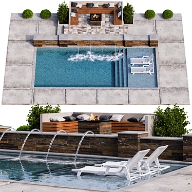 Luxe Pool: 20m2 Modern Design 3D model image 1 