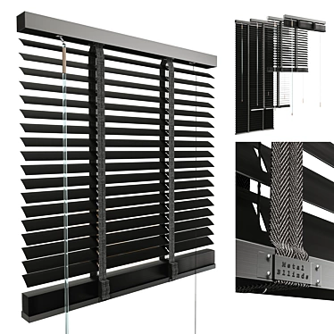 Black Metal Blinds - 600mm 35mm 3D model image 1 