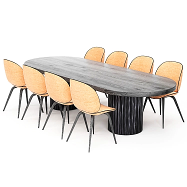 Contemporary Dining Table Set 3D model image 1 