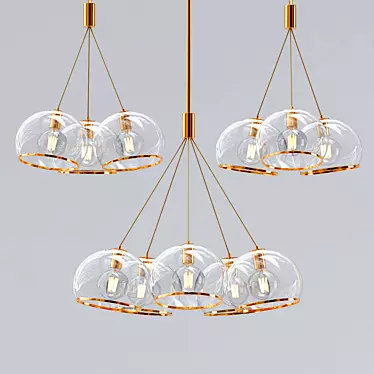 Elegant Brass Pendant Lights 3D model image 1 