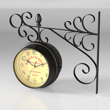 Arm Mounted Outdoor Wall Clock 3D model image 1 