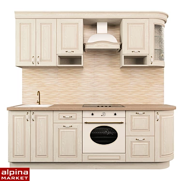 Provence Kitchen: Solid Ash Wood & Veneer 3D model image 1 