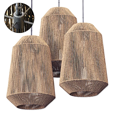 Wicker Rattan Barrel Lamp 3D model image 1 