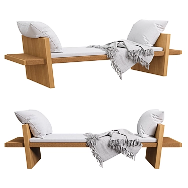 Elegant Euclid Oak Daybed 3D model image 1 